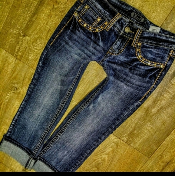 Shyanne Jeans Size 25 Skinny Cuff Crop Embellished - Picture 2 of 11